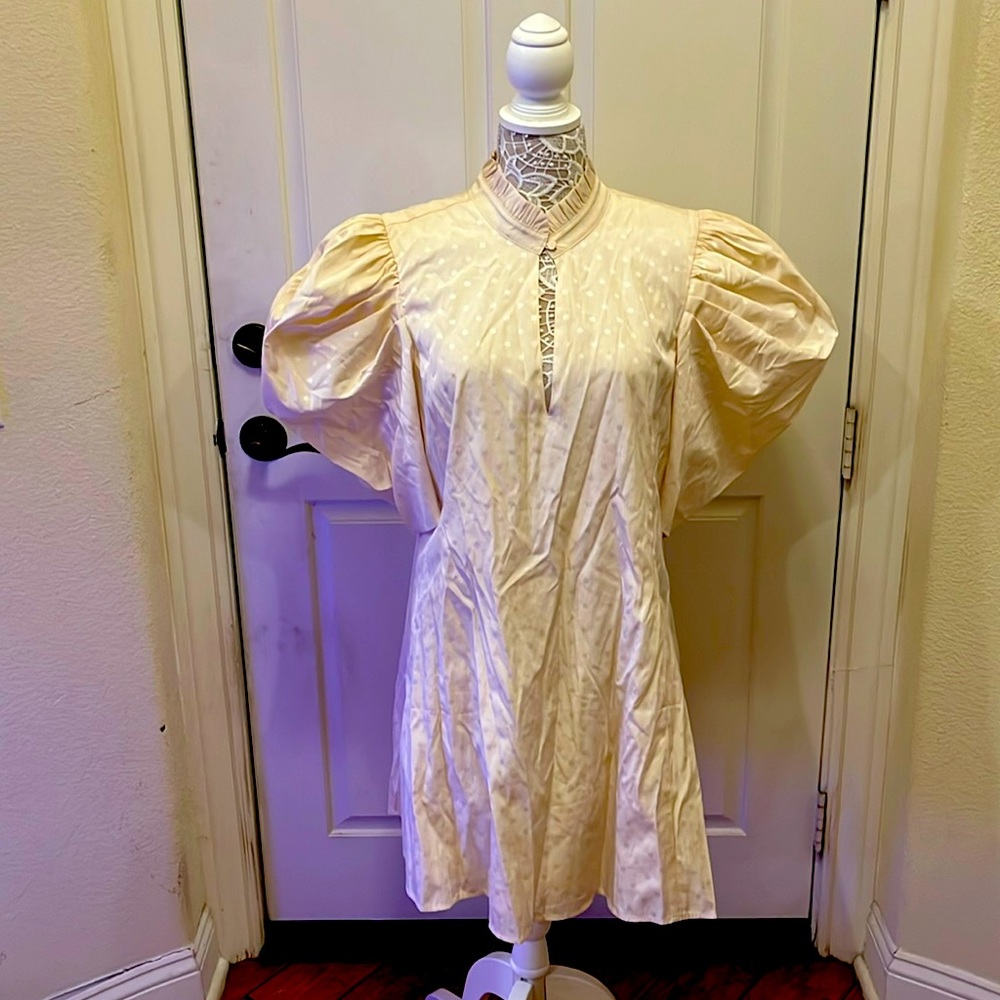 Leith Balloon Sleeve Polka Dot Dress, Size XXL